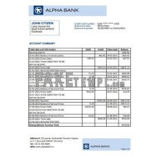 Romania Alpha fake bank statement Excel and PDF template