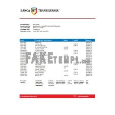 Romania Banca Transilvania fake bank statement Word and PDF template, version 1