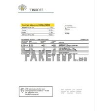 Russia Tinkoff fake bank statement Word and PDF template(English version)