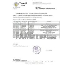 Russia Tinkoff fake bank statement Word and PDF template