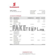 Saint Lucia Scotiabank fake bank statement Excel and PDF template