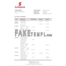 Saint Lucia Scotiabank fake bank statement Word and PDF template