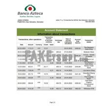 Salvador Banco Azteca fake bank statement Word and PDF template