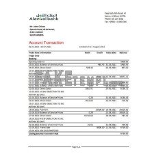 Saudi Arabia Alawwal fake bank statement Excel and PDF template