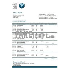 Saudi Arabia Banque Saudi Fransi fake bank statement Excel and PDF template