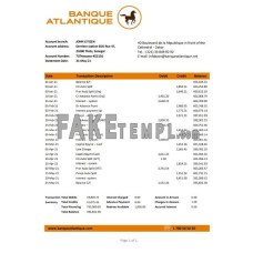 Senegal Banque Atlantique fake bank statement Excel and PDF template