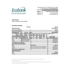 Senegal Ecobank fake bank statement Excel and PDF template