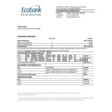 Senegal Ecobank fake bank statement Word and PDF template