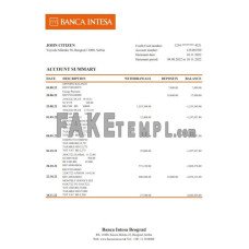 Serbia Banca Intesa fake bank statement Excel and PDF template