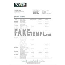 Sierra Leone National Development fake bank statement Word and PDF template