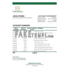 Slovakia VUB fake bank statement Excel and PDF template