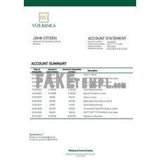 Slovakia VUB fake bank statement Word and PDF template