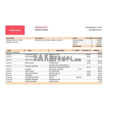 Slovenia Addiko fake bank statement Excel and PDF template