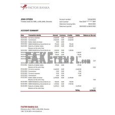 Slovenia Factor Banka fake bank statement Excel and PDF template