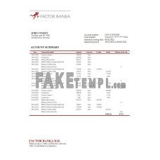 Slovenia Factor Banka fake bank statement Word and PDF template