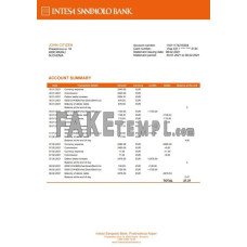 Slovenia Intesa Sanpaolo Bank, Poslovalnica Koper fake bank statement Word and PDF template