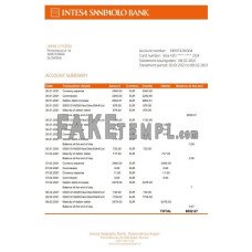 Slovenia Intesa Sanpaolo Bank, Poslovalnica Koper fake bank statement Excel and PDF template