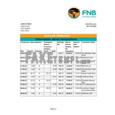 South Africa FNB fake bank statement Excel and PDF template