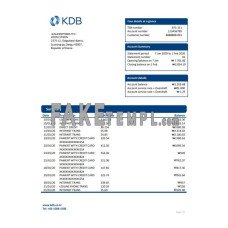 South Korea KDB fake bank statement Word and PDF template