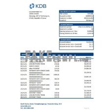 South Korea KDB fake bank statement Excel and PDF template