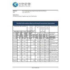 South Korea Shinhan fake bank statement Excel and PDF template