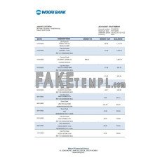 South Korea Woori fake bank statement Word and PDF template