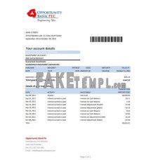 South Sudan Opportunity fake bank statement Excel and PDF template