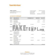 Spain Bankinter fake bank statement Excel and PDF template