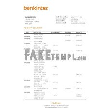 Spain Bankinter fake bank statement Word and PDF template