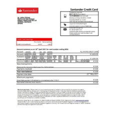 Spain Santander credit card fake bank statement Excel and PDF template