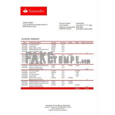 Spain Santander fake bank statement Word and PDF template, version 2