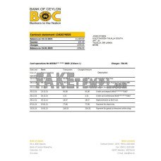 Sri Lanka Bank of Ceylon fake bank statement Excel and PDF template