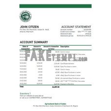 Sudan Agricultural Bank of Sudan fake bank statement Excel and PDF template