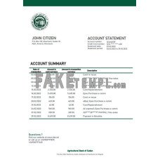 Sudan Agricultural Bank of Sudan fake bank statement Word and PDF template, version 2