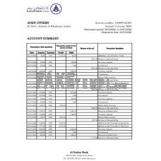 Sudan Al Neelen fake bank statement Excel and PDF template