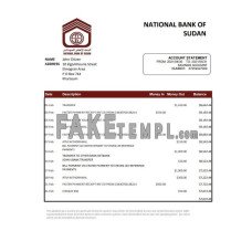 Sudan National Bank of Sudan fake bank statement Excel and PDF template