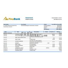 Suriname Finabank fake bank statement Excel and PDF template