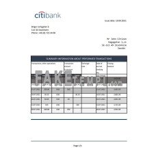 Sweden Citibank fake bank statement Excel and PDF template