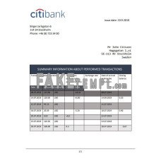 Sweden Citibank fake bank statement Word and PDF template