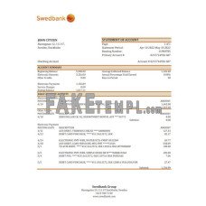 Sweden Swedbank fake bank statement Excel and PDF template