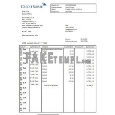 Switzerland Credit Suisse fake bank statement Word and PDF template