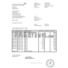 Switzerland Credit Suisse fake bank statement Excel and PDF template