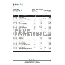 Switzerland Julius Bar fake bank statement Excel and PDF template