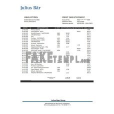 Switzerland Julius Bar fake bank statement Word and PDF template