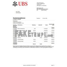 Switzerland UBS fake bank statement Word and PDF template