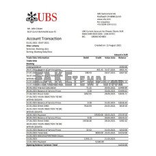 Switzerland UBS fake bank statement Excel and PDF template