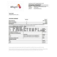 Syria Al Baraka fake bank statement Word and PDF template