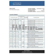 Syria Gulf fake bank statement Excel and PDF template