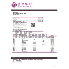 Taiwan Bank of Taiwan fake bank statement Word and PDF template