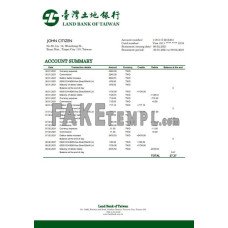 Taiwan Land Bank of Taiwan fake bank statement Word and PDF template